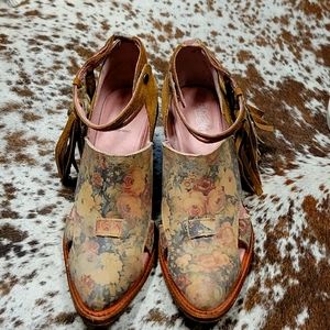 Floral Leather Ankle Boots